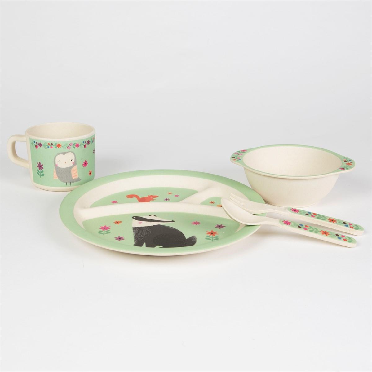 woodlands friends plate with set