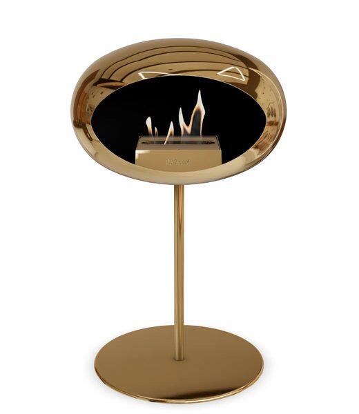 Le Feu Dome Ground Steel Low Bioethanol Fire in Chromed Rose Gold