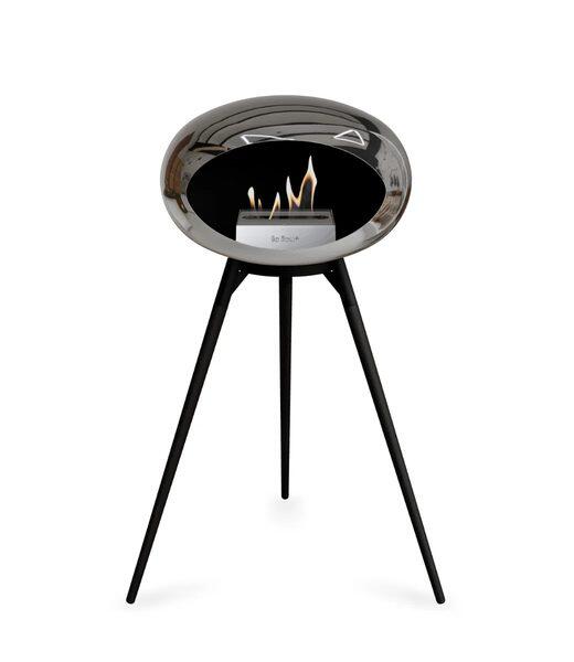 Le Feu Dome Ground Wood High Bioethanol Fire in Chromed Silver