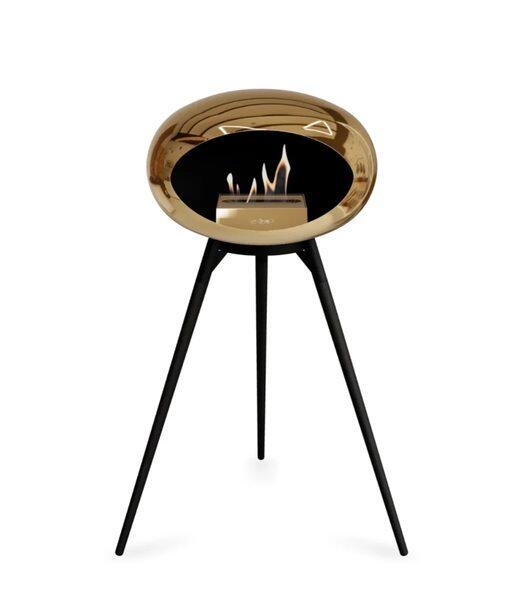 Le Feu Dome Ground Wood High Bioethanol Fire in Chromed Rose Gold