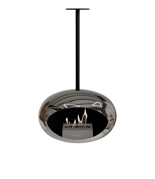 Le Feu Dome Sky Ceiling-Hung Bioethanol Fire in Chromed Silver