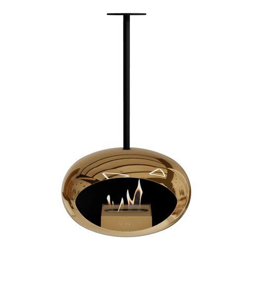Le Feu Dome Sky Ceiling-Hung Bioethanol Fire in Chromed Rose Gold