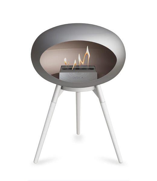 Le Feu Dome Ground Wood Low Bioethanol Fire in Nickel