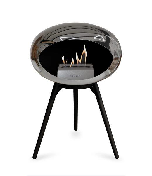 Le Feu Dome Ground Wood Low Bioethanol Fire in Chromed Silver