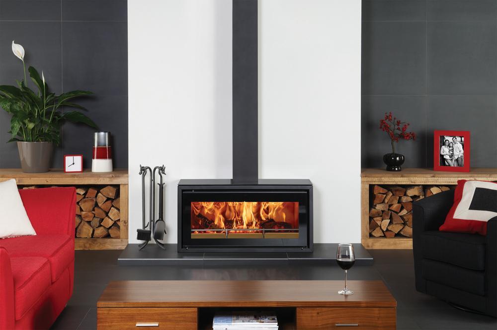 Studio 2 Freestanding on Hearth with flue cover and glass top