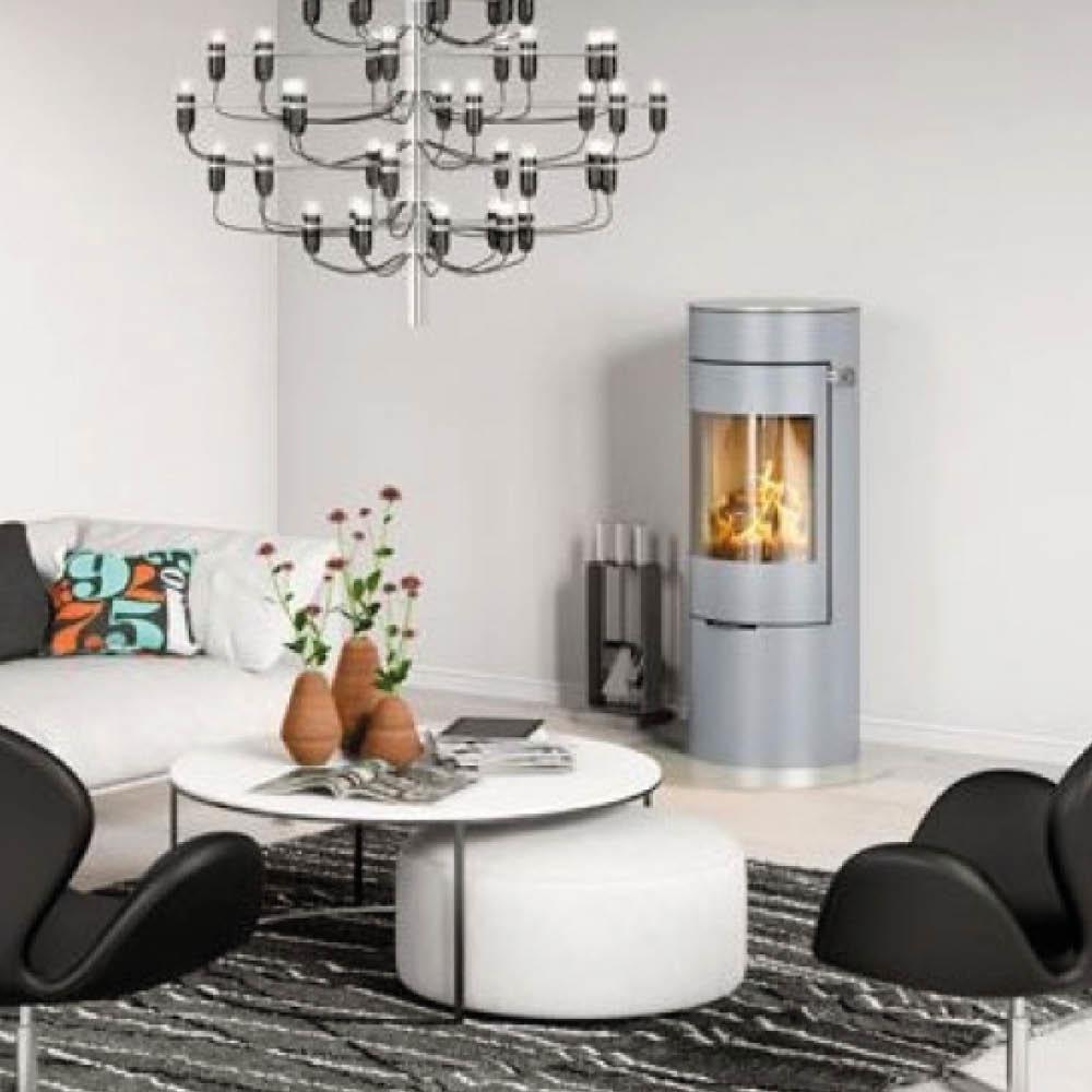 Rais Silver woodburning stove in a living room