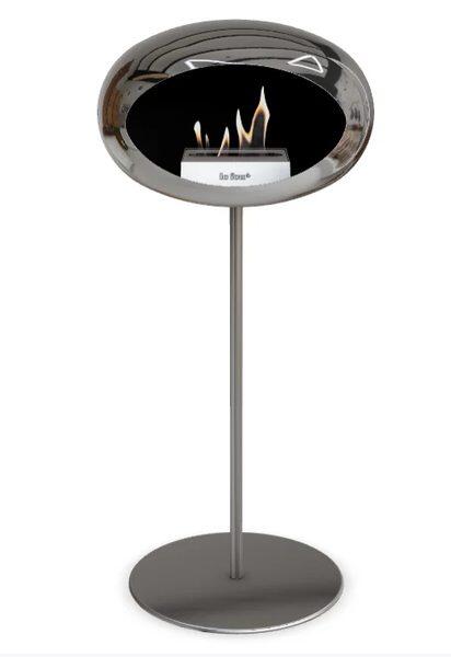 Le Feu Dome Ground Steel High Bioethanol Fire in Chromed Silver
