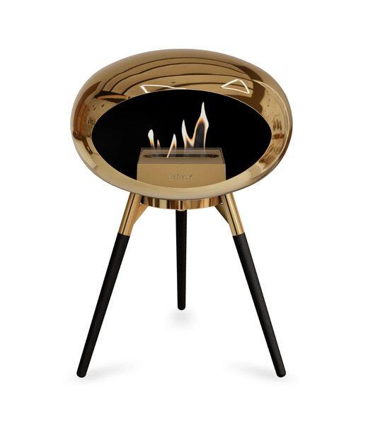 Le Feu Dome Ground Wood Low Bioethanol Fire in Chromed Rose Gold