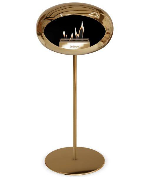 Le Feu Dome Ground Steel High Bioethanol Fire in Chromed Rose Gold