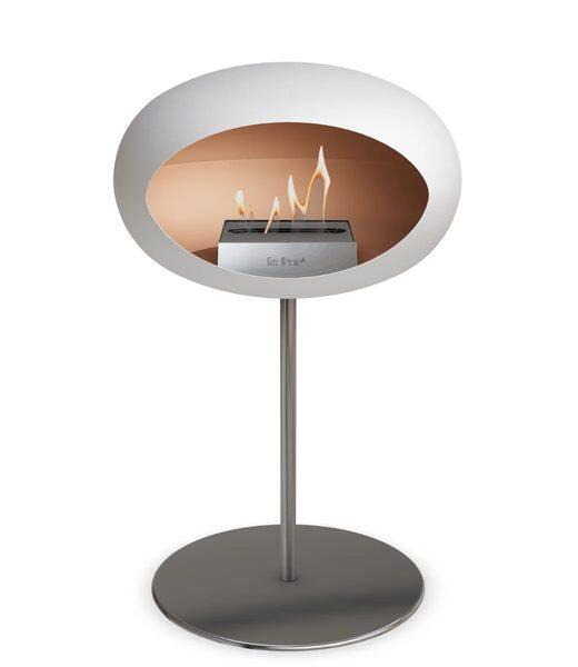 Le Feu Dome Ground Steel Low Bioethanol Fire in White