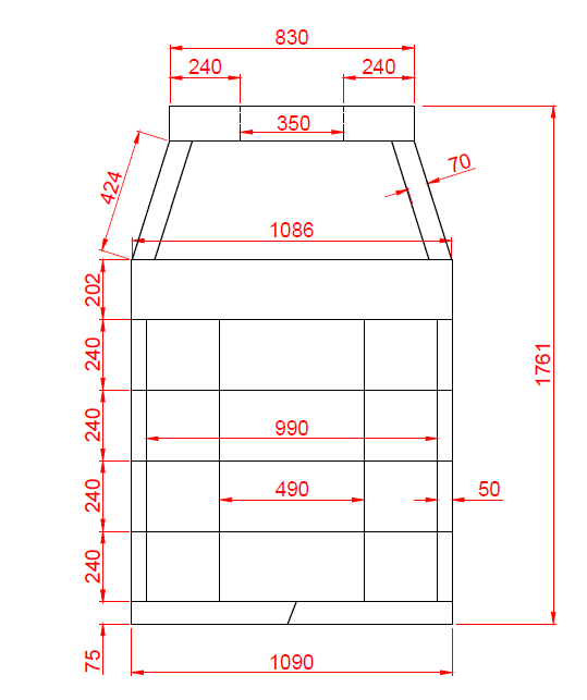 Firechest front dimensions