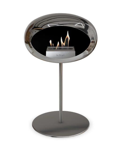 Le Feu Dome Ground Steel Low Bioethanol Fire in Chromed Silver