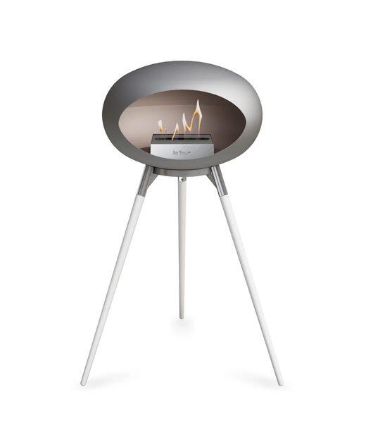 Le Feu Dome Ground Wood High Bioethanol Fire in Nickel