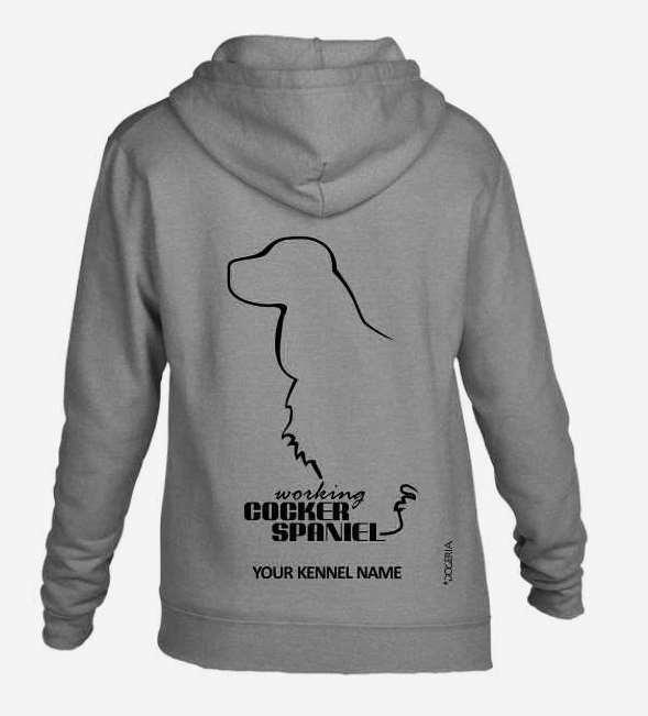 Working Cocker Spaniel Dog Breed Hoodie Women's & Men's Full Zipped Heavy Blend Exclusive Dogeria Design