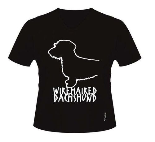 Dachshund Wirehaired T-Shirt Women's V Neck Premium Cotton