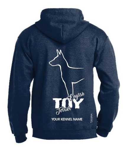 English Toy Terrier Dog Breed Hoodie Full Zipped Women's & Men's Styles Exclusive Dogeria Design