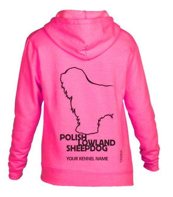 Polish Lowland Sheepdog Dog Breed Hoodies Women's & Men's Full Zipped Heavy Blend Exclusive Dogeria Design