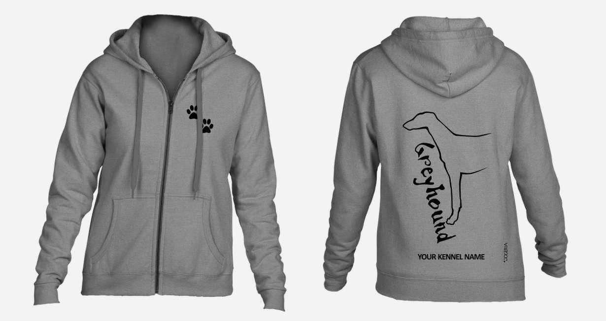 Greyhound Dog Breed Hoodies Women's & Men's Full Zipped Heavy Blend Exclusive Dogeria Design