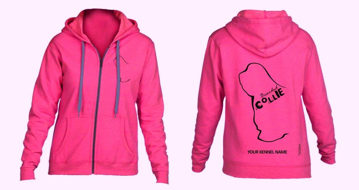 Bearded Collie Dog Breed Hoodies Full Zipped Women's & Men's Styles Exclusive Dogeria Design