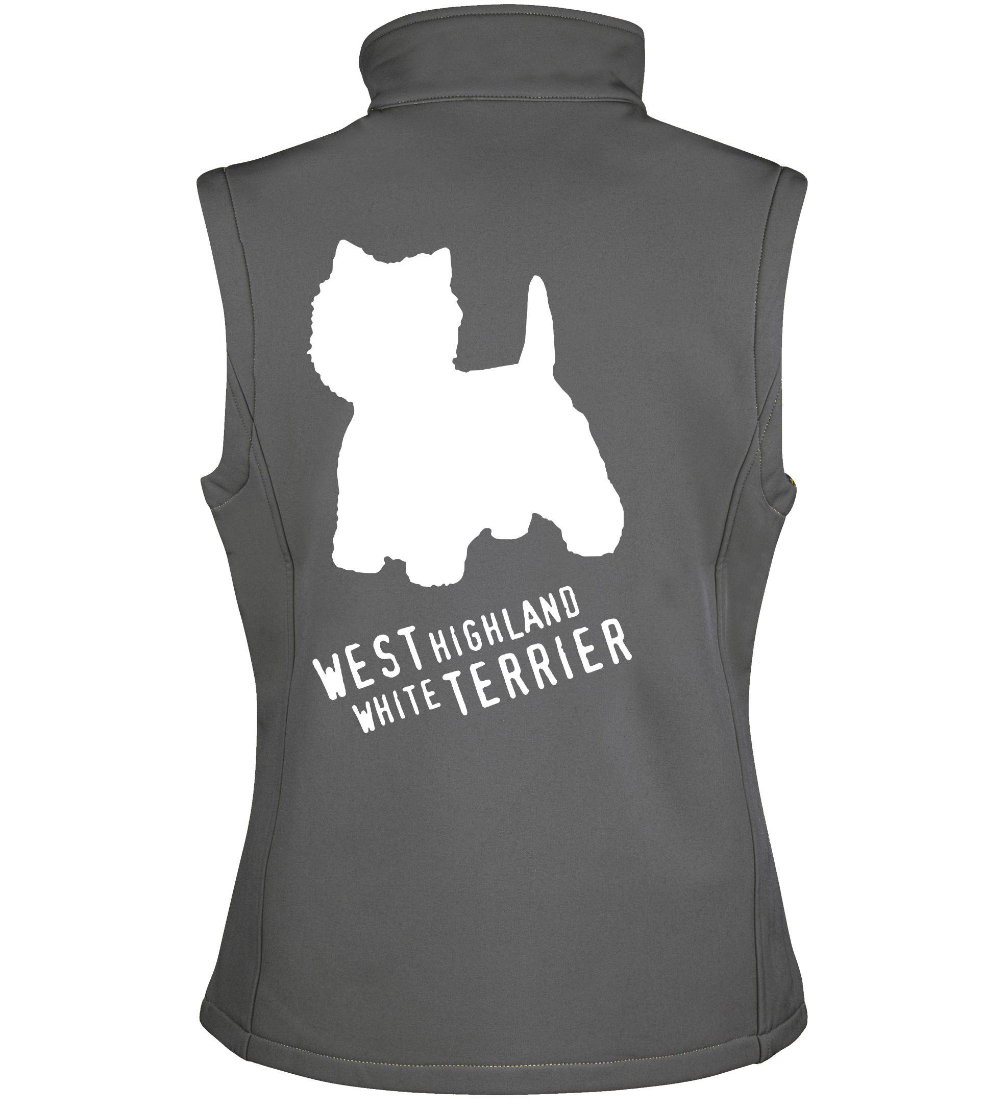 West Highland White Terrier Dog Breed Design Softshell Gilet Full Zipped Women's & Men's Styles