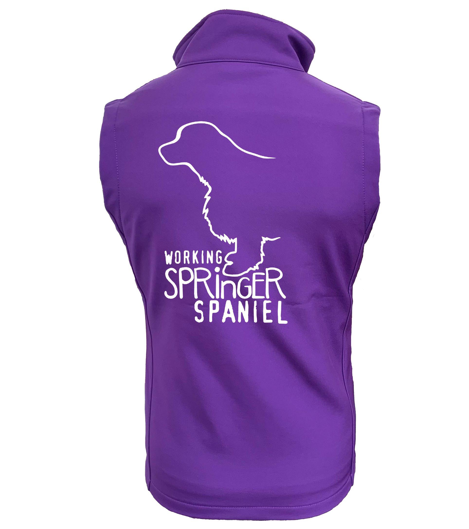 Working Springer Spaniel Dog Breed Design Softshell Gilet Full Zipped Women's & Men's Styles