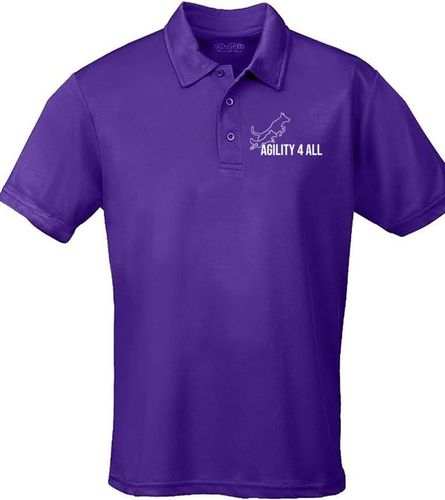 Agility 4 All Official Clothing - Purple Unisex Cool Polo - White Printed Logo