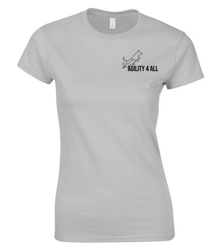 Agility 4 All Official Clothing - Sports Grey Female T-Shirt - Black Printed Logo