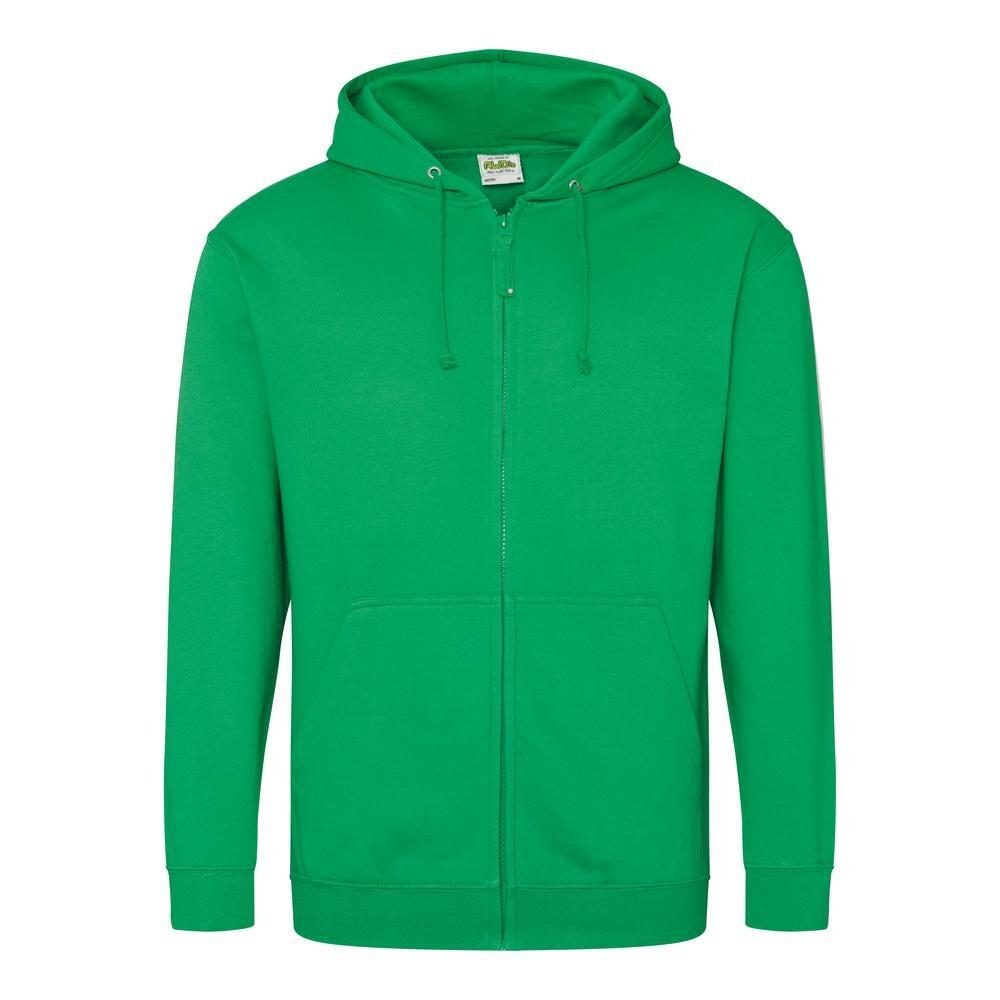 Plain Kelly Green Zipped Hoodie