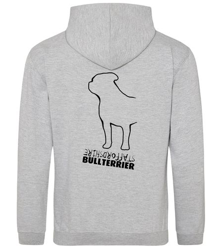 Unisex Staffordshire Bullterrier Pullover Hoodie Heather Grey (Black)