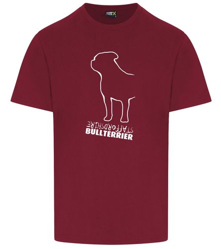Unisex Staffordshire Bullterrier T-Shirt Burgundy (White)