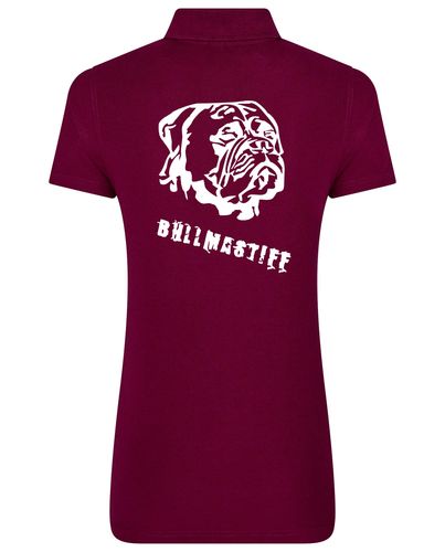 Female Bullmastiff (Head) Polo Shirt Burgundy (White)