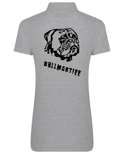 Female Bullmastiff (Head) Polo Shirt Heather Grey (Black)