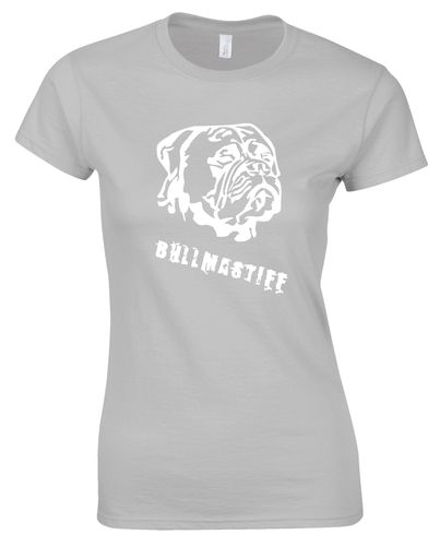 Female Bullmastiff T-Shirt Heather Grey (White)