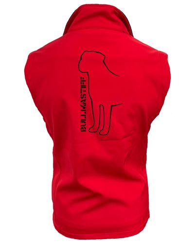Unisex Bullmastiff (Standing) Softshell Gilet Red (Black)