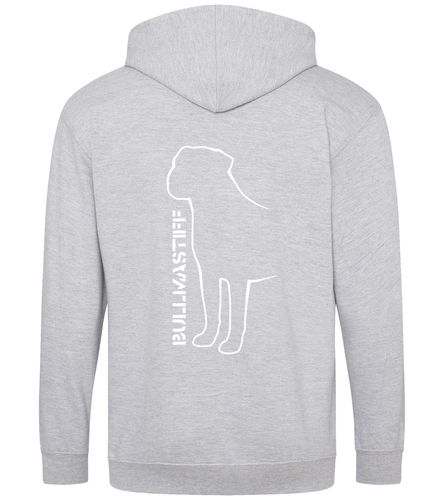 Unisex Bullmastiff (Standing) Zipped Hoodie Heather Grey (White)