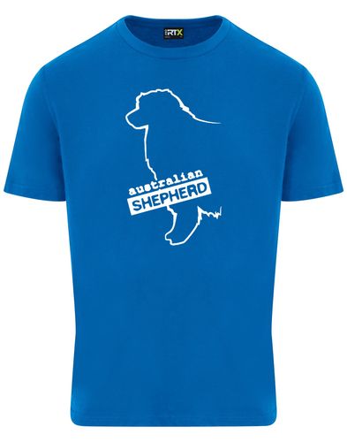 Unisex Australian Shepherd T-Shirt Sapphire Blue (White)