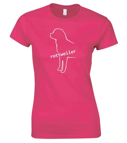 Female Rottweiler Roundneck T-Shirt Pink (White)