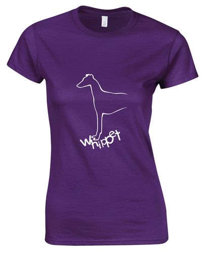 Female Whippet Roundneck T-Shirt Purple (White)