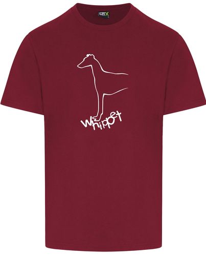 Unisex Whippet Roundneck T-Shirt Burgundy (White)