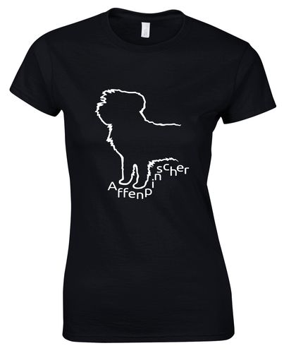 Female Affenpinscher Roundneck T-Shirt Black (White)