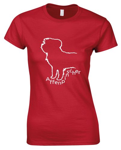 Female Affenpinscher Roundneck T-Shirt Red (White)