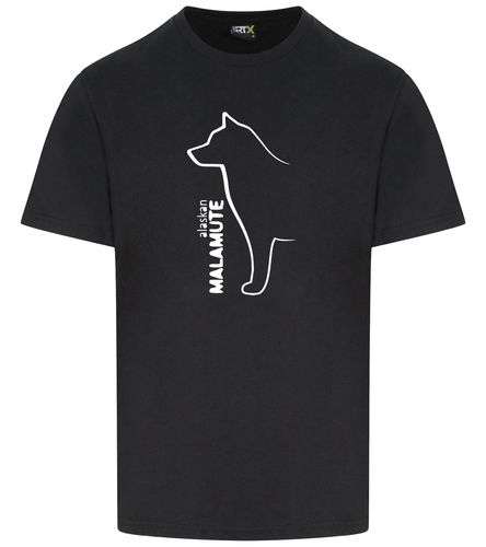 Unisex Alaskan Malamute Roundneck T-Shirt Black (White)