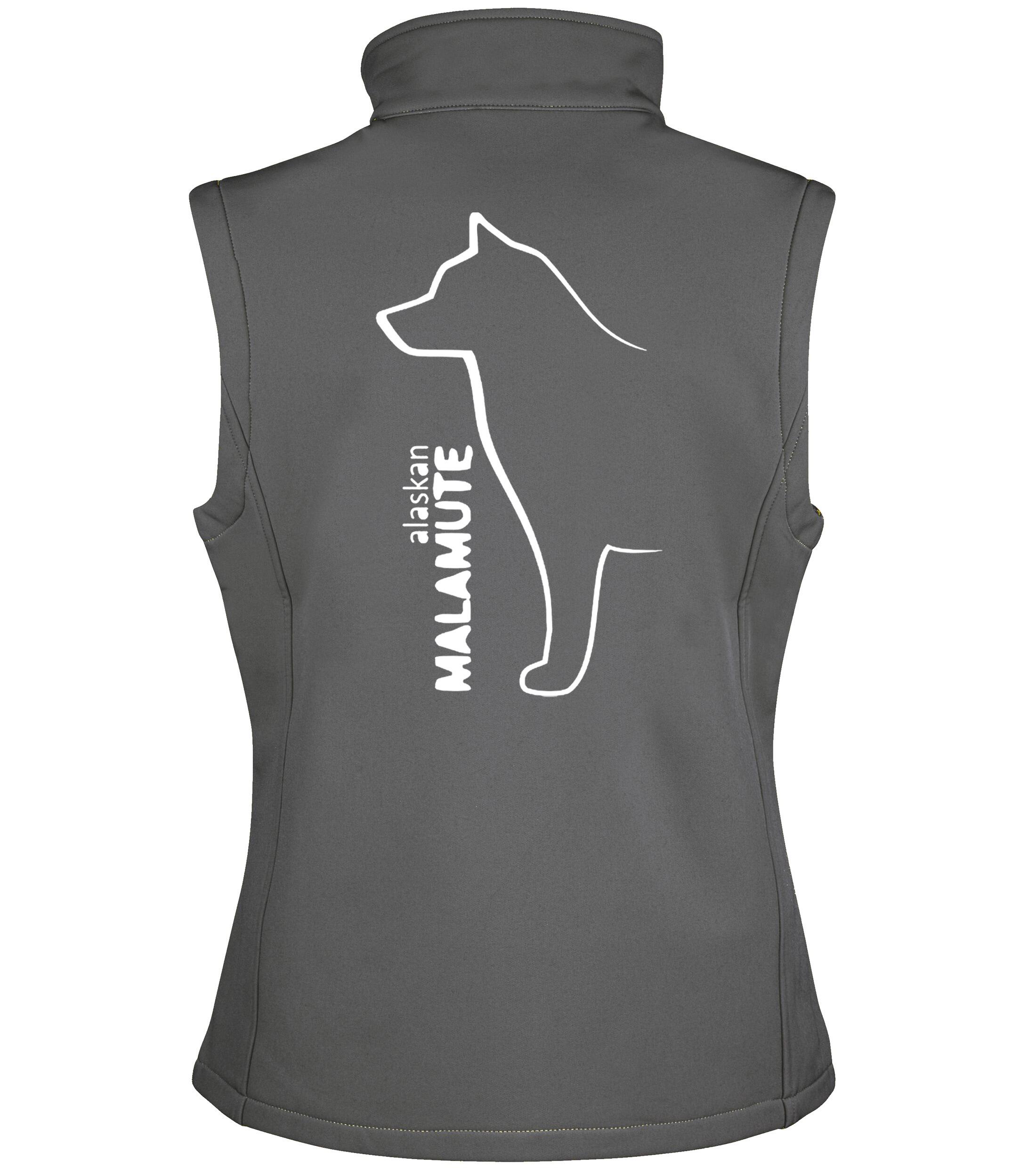 Unisex Alaskan Malamute Softshell Gilet Charcoal (White)