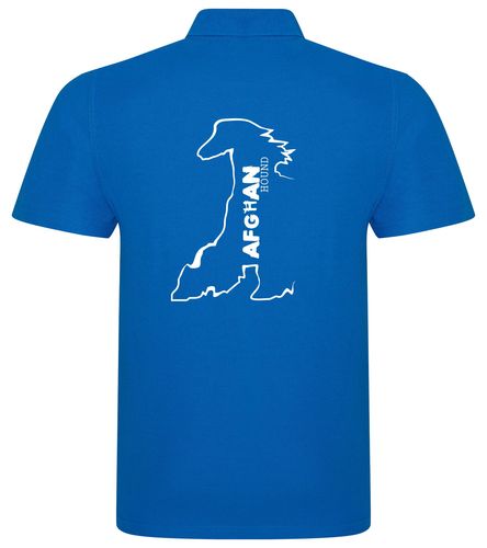 Unisex Afghan Hound Polo Shirt Sapphire Blue (White)
