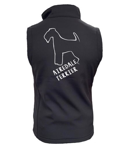 Female Airedale Terrier Softshell Gilet Black (White)