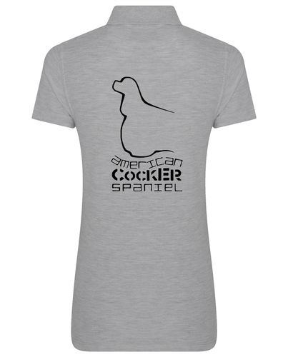 Female American Cocker Spaniel Polo Shirt Heather Grey (Black)