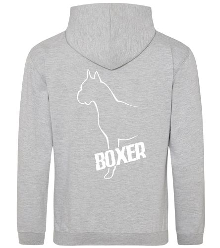 Unisex Boxer Ear Up Pullover Hoodie Heather Grey (White)