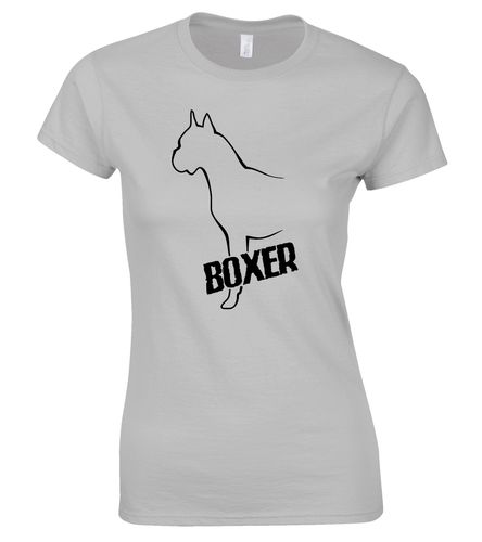 Female Boxer Ear Up Roundneck T-Shirt Sports Grey (Black)