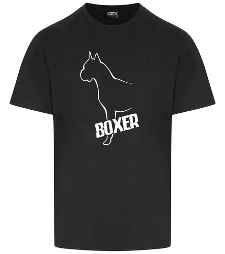Unisex Boxer Ear Up Roundneck T-Shirt Black (White)