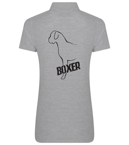 Female Boxer Ear Drop Polo Shirt Heather Grey (Black)